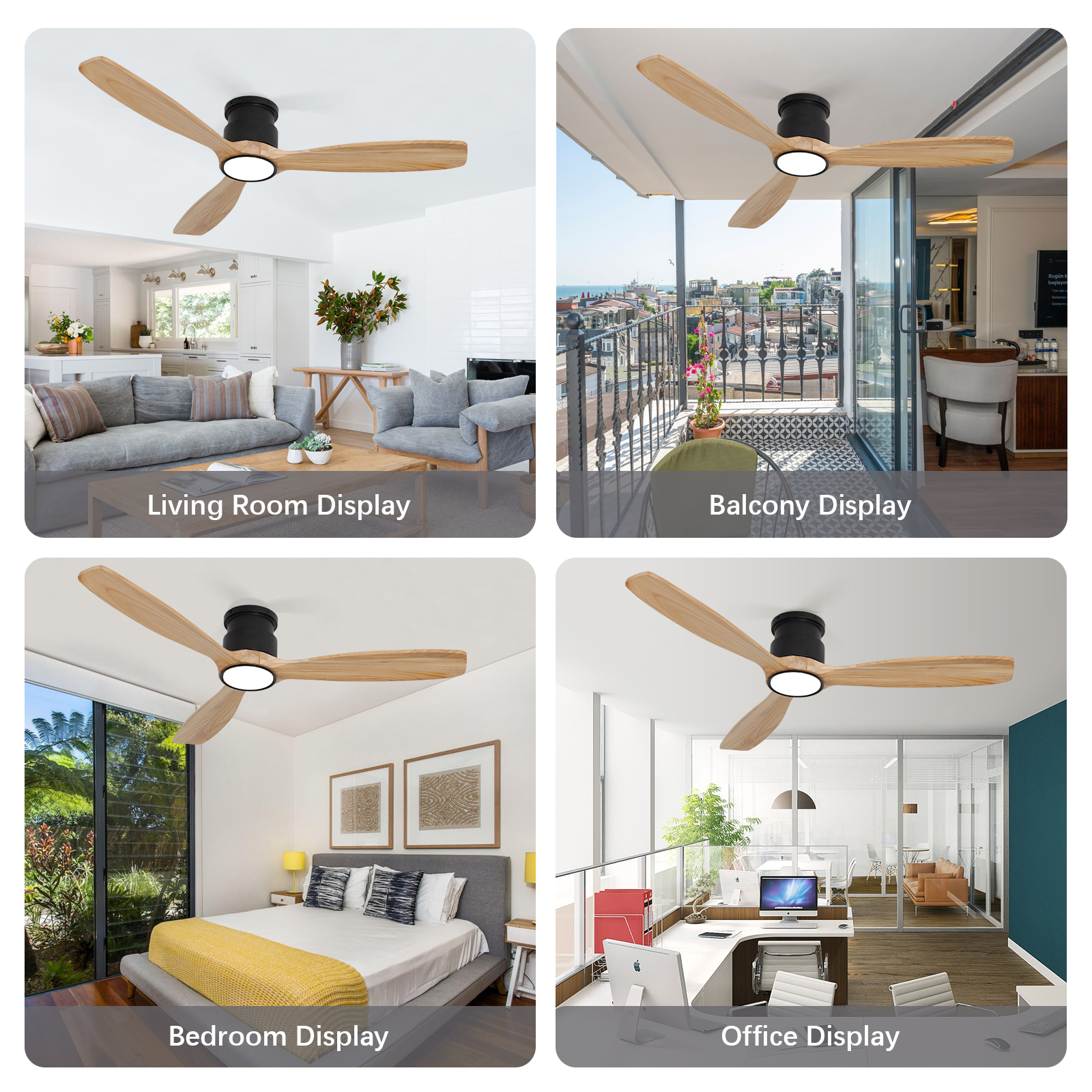 Ventilateur de plafond encastré à profil bas avec lumière 52 pouces 