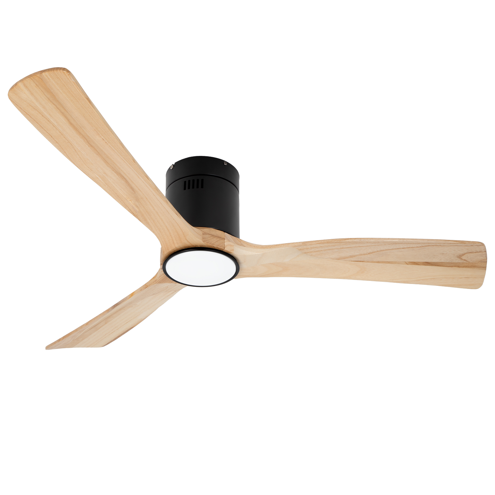 Ventilateurs de plafond à pales en bois de couleur naturelle 52 pouces avec lumières et télécommande