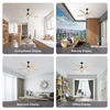 Ventilateur de plafond à 5 pales en bois avec lumière et télécommande