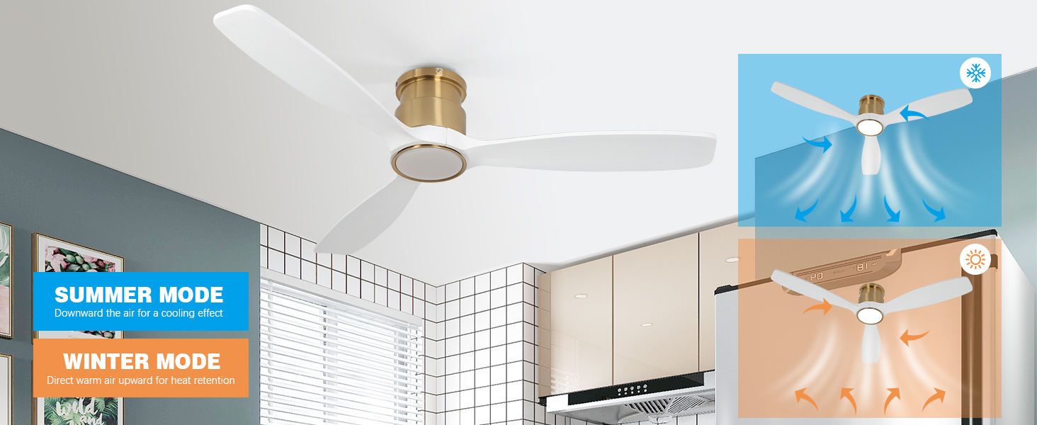 Ventilateur de plafond circulation d'air chaud et froid