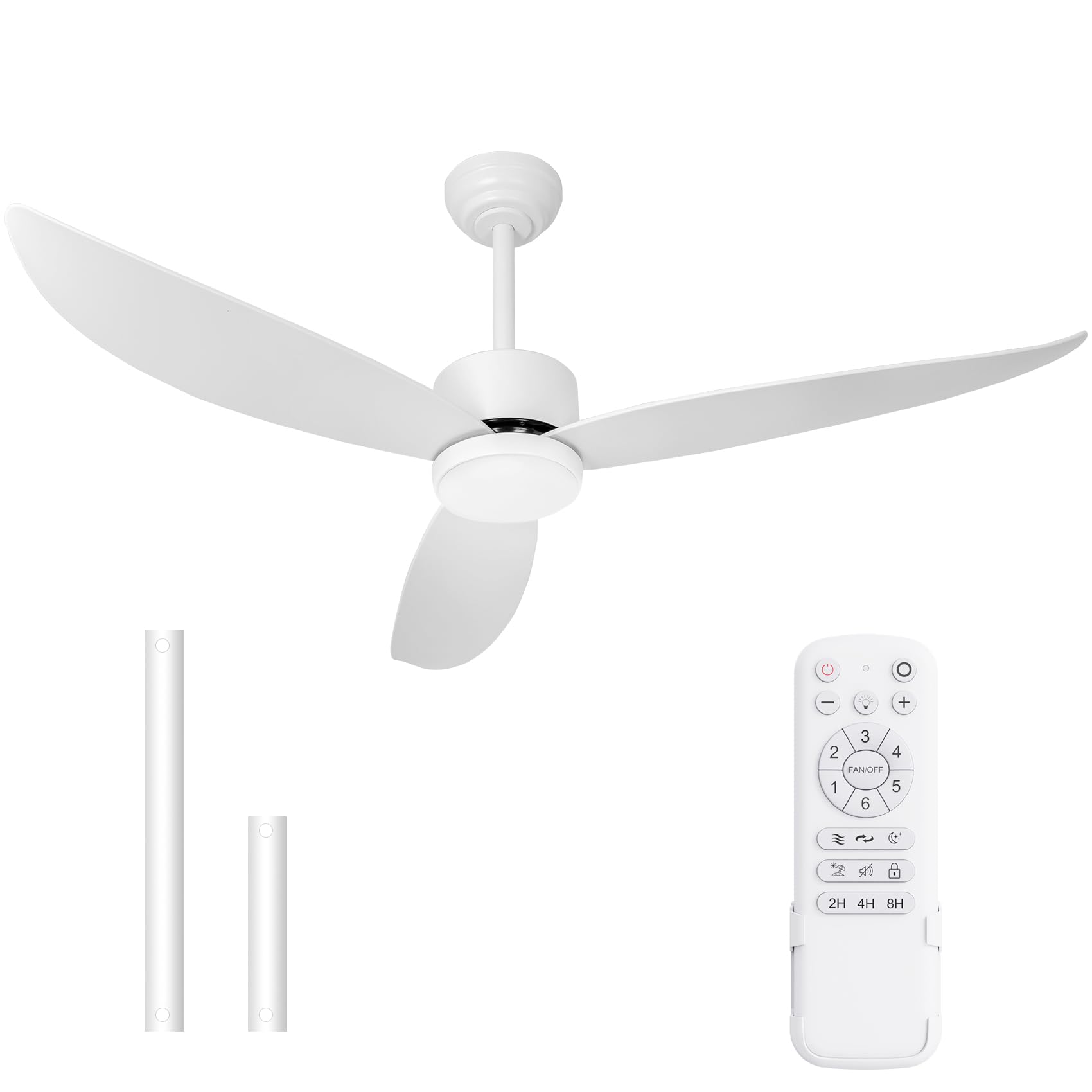 Ventilateurs de plafond blancs 52 po avec lumières, avec télécommande