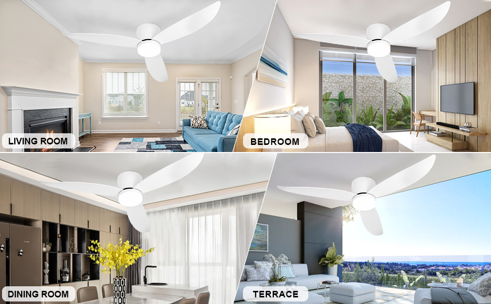 Scénarios d'utilisation de la lumière du ventilateur de plafond blanc