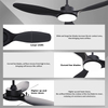 Ventilateurs de plafond noirs de 52 po avec télécommande et lumières