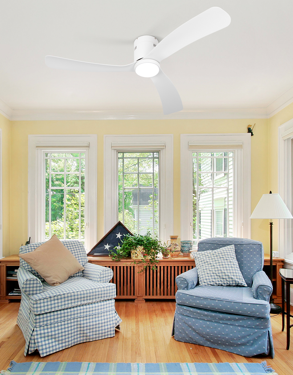 Scénarios d'utilisation de style pastoral de lumière de ventilateur de plafond blanc