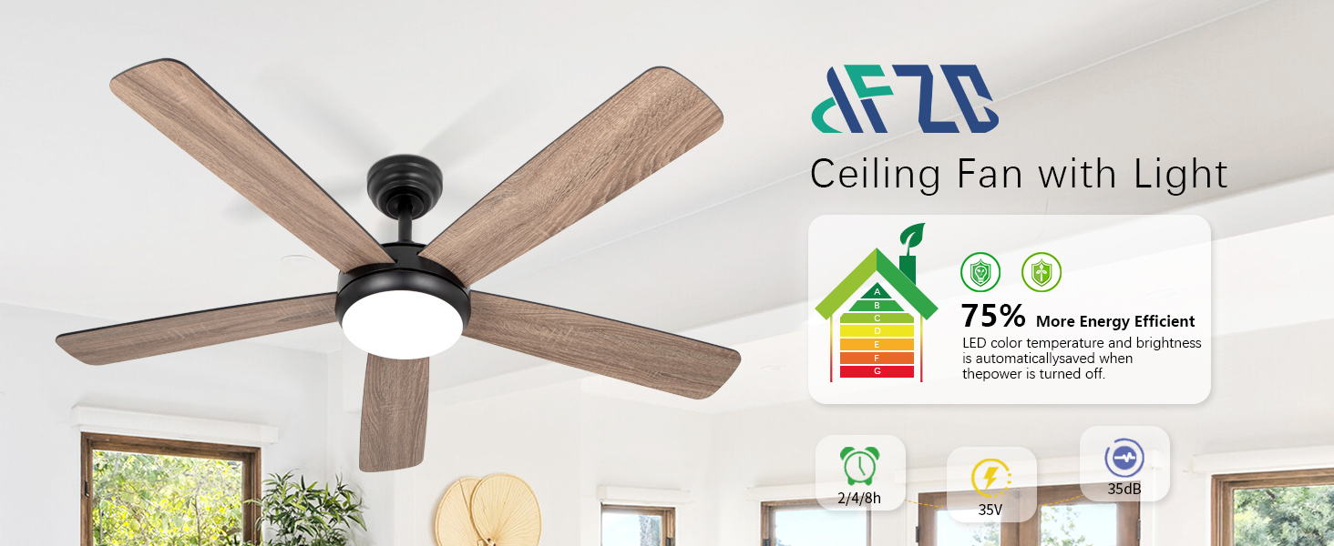 Luminaire de ventilateur de plafond en bois marron