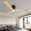 Ventilateurs de plafond à pales en bois de couleur naturelle 52 pouces avec lumières et télécommande