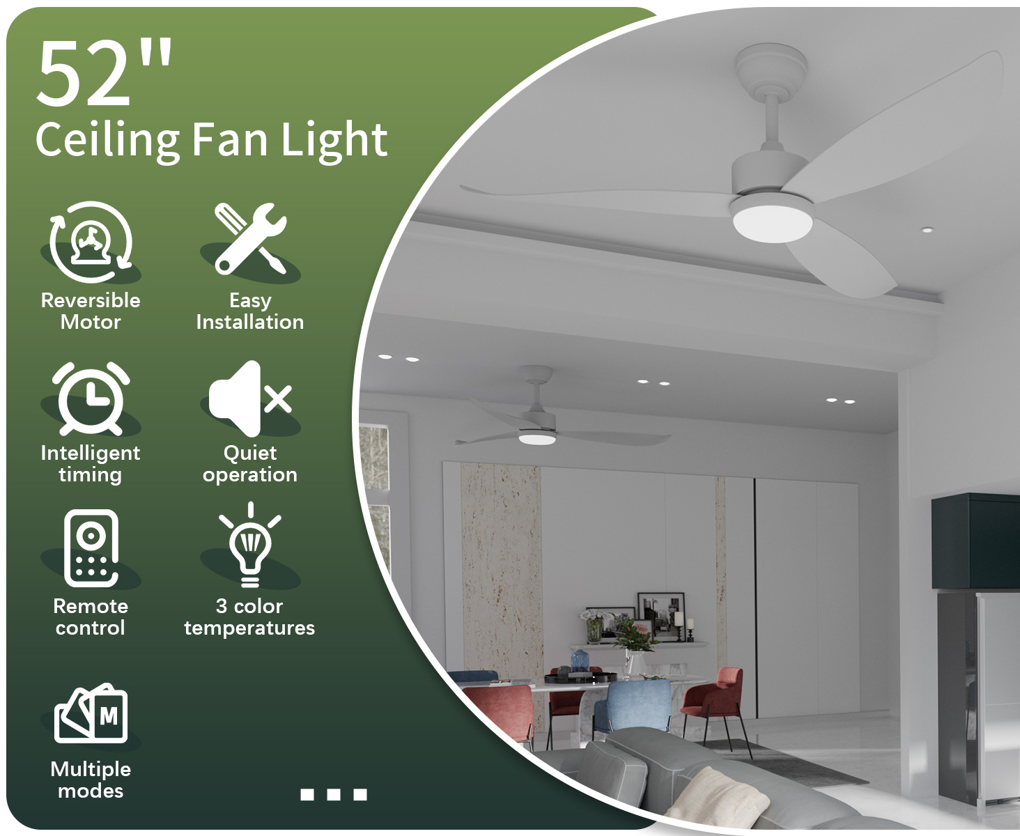 Ventilateurs de plafond RACCROC avec lumières - 52 pouces