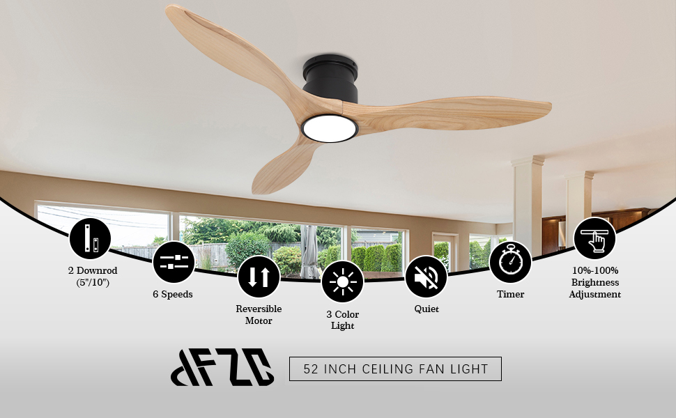 Lampe de ventilateur de plafond en bois