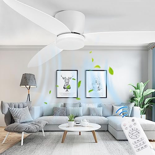 Ventilateur de plafond blanc moderne à profil bas de 52 po avec lumière