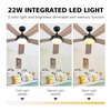Ventilateur de plafond avec télécommande 52 pouces 5 pales doubles