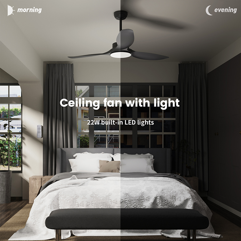 Ventilateurs de plafond noirs de 52 po avec télécommande et lumières