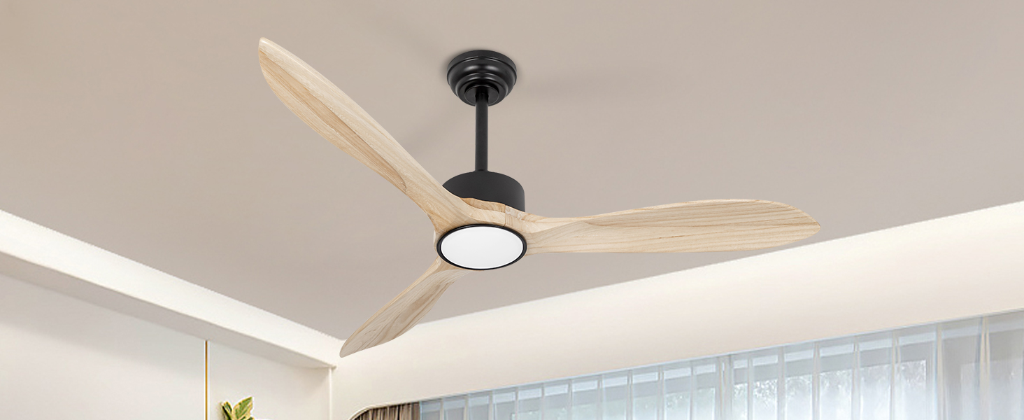 Lampe de ventilateur de plafond en bois