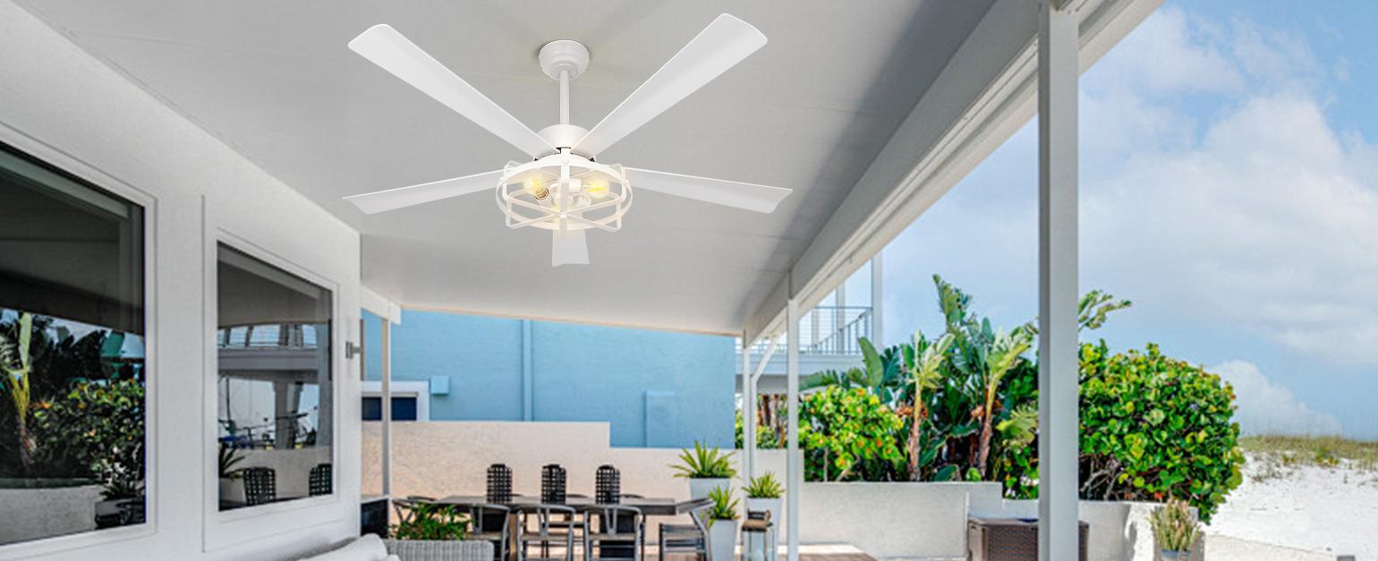 Scénarios d'utilisation extérieure de lumière de ventilateur de plafond en plastique blanc