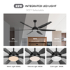 Ventilateur de plafond de 65 pouces avec lumières et télécommande noir