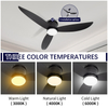 Lumière noire de ventilateur de plafond escamotable de profil bas de LED de 18W 3CCT