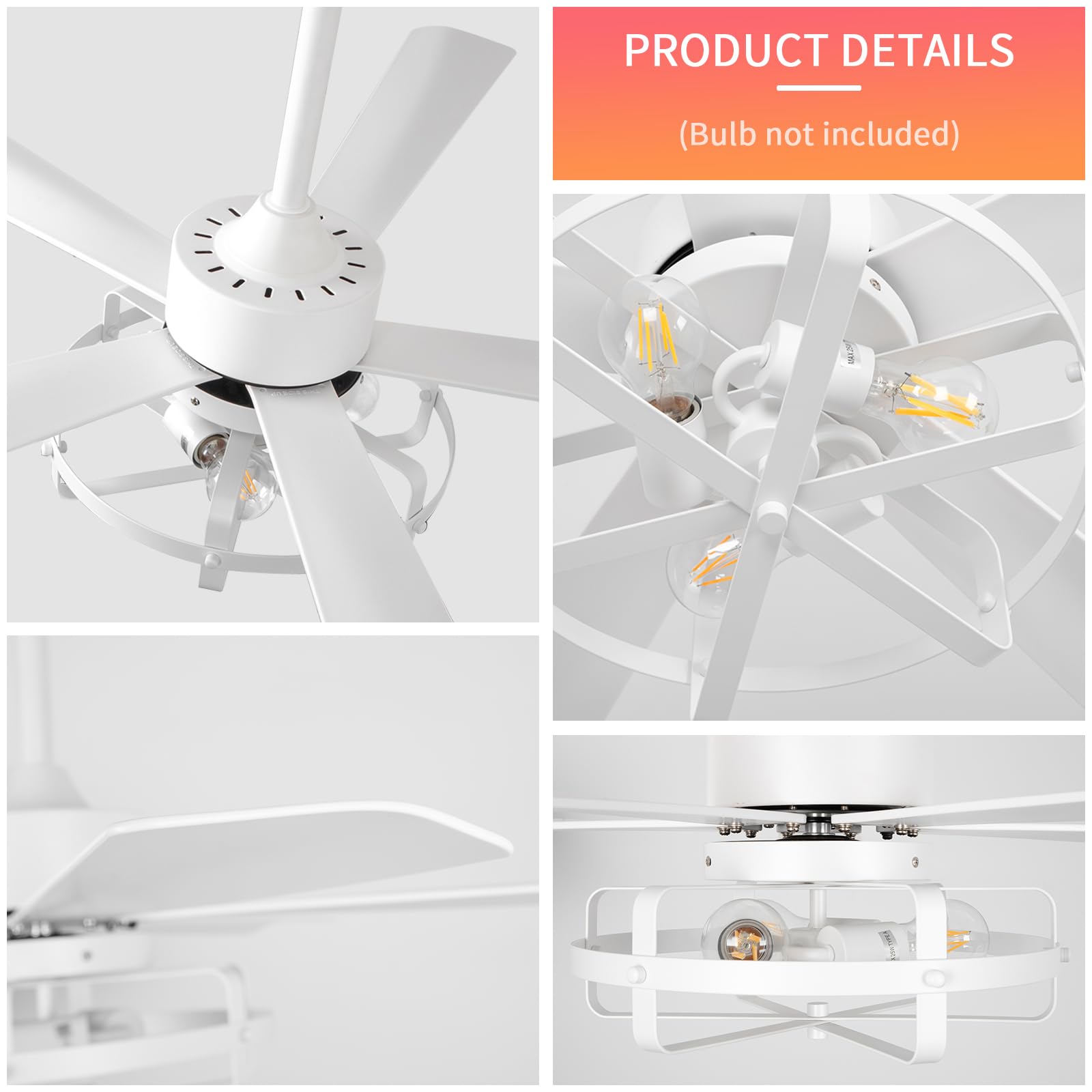 Ventilateur de plafond en plastique blanc avec télécommande