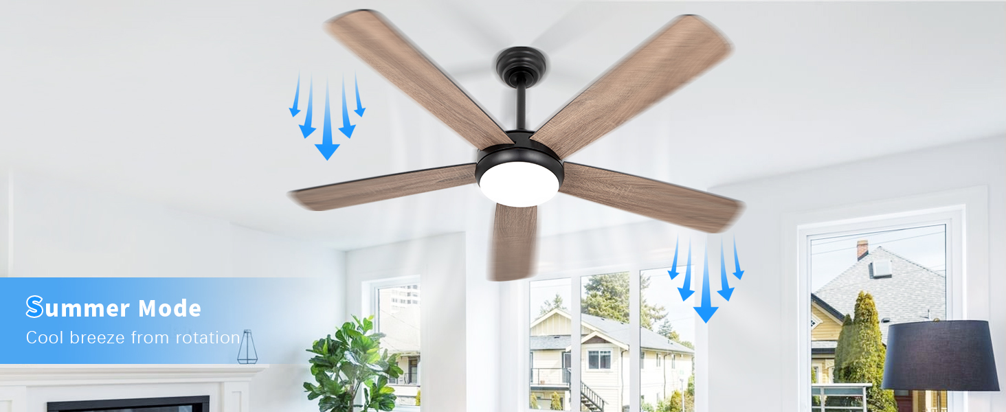 Ventilateur de plafond en bois avec circulation d'air froid