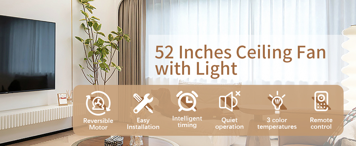 Ventilateur de plafond 52IN avec lumière
