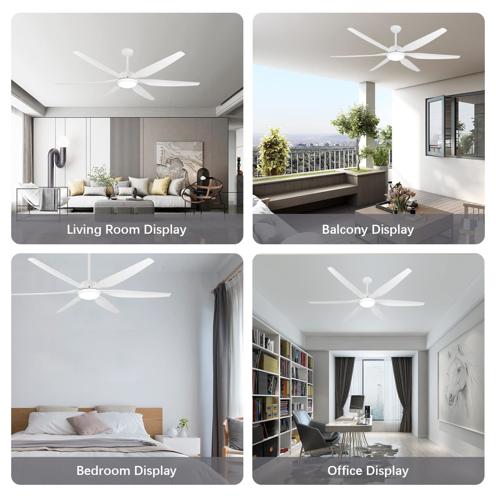 Ventilateur de plafond de 65 pouces avec lumières et télécommande