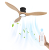 Ventilateur de plafond encastré avec lumière en bois massif de couleur bûche de 52 pouces 
