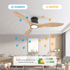 Ventilateur de plafond encastré avec lumière en bois massif de couleur bûche de 52 pouces 