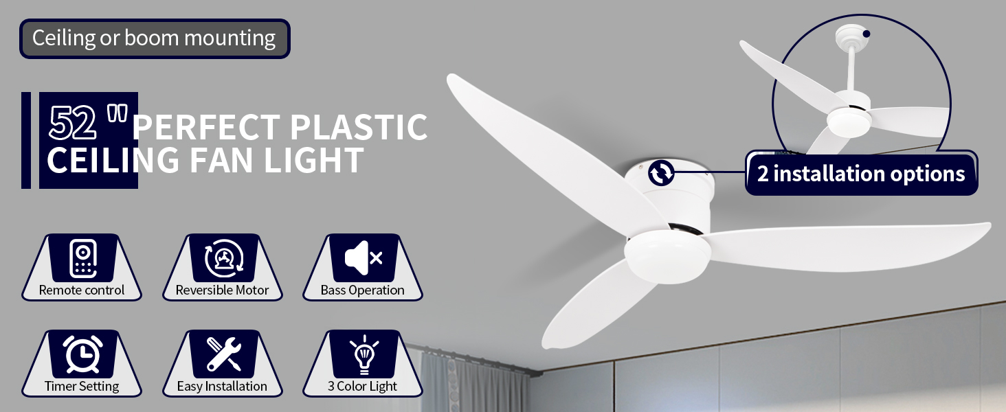 Lumière de ventilateur de plafond 52 pouces