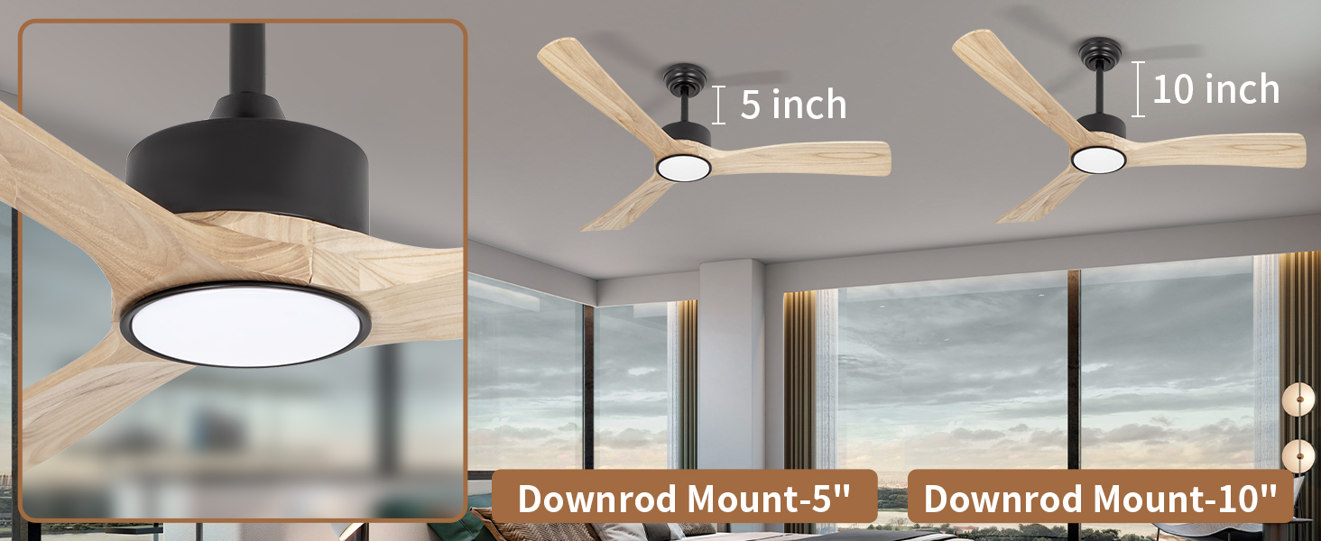 Hauteur du ventilateur de plafond réglable