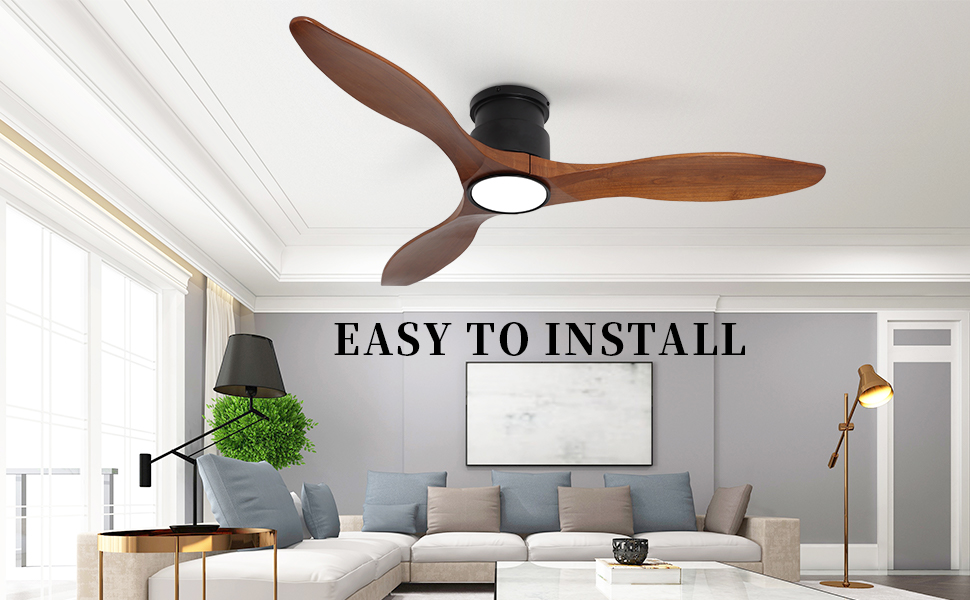 Ventilateur de plafond en bois marron foncé