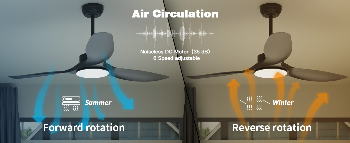 Lumière du ventilateur de plafond, cycle chaud et froid
