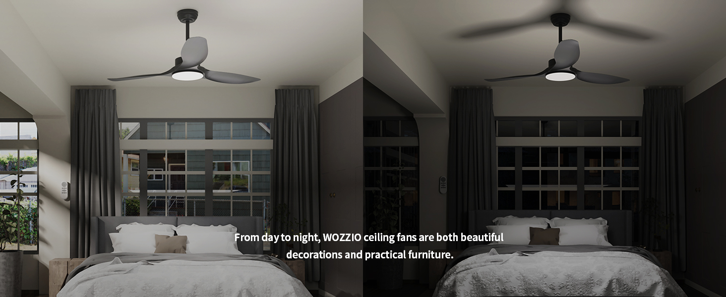 Lumière du ventilateur de plafond, contraste de couleurs claires et foncées