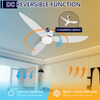 Ventilateur de plafond télécommandé moderne à intensité variable de 52 pouces avec lumières LED