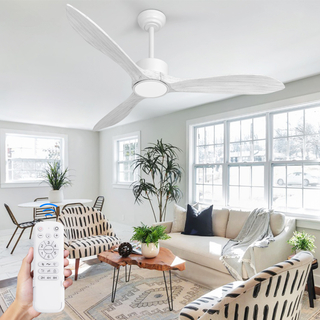 Ventilateurs de plafond en bois classiques de 52 pouces avec lumières et télécommande