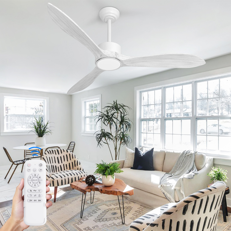 Ventilateurs de plafond en bois classiques de 52 pouces avec lumières et télécommande