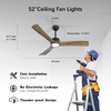 Ventilateurs de plafond à pales en bois ambré avec lumières et télécommande