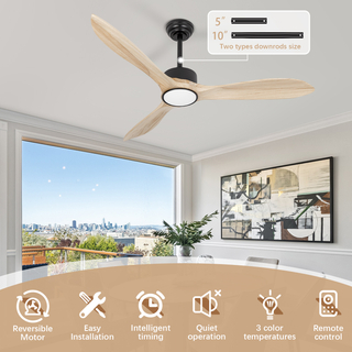 Ventilateurs de plafond extérieurs en bois de LED 52in