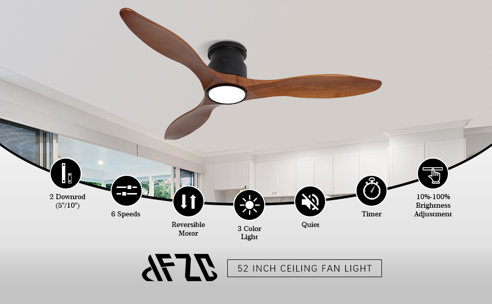 Lampe de ventilateur de plafond en bois