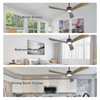Ventilateurs de plafond à pales en bois ambré avec lumières et télécommande