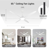 Ventilateur de plafond de 65 pouces avec lumières et télécommande