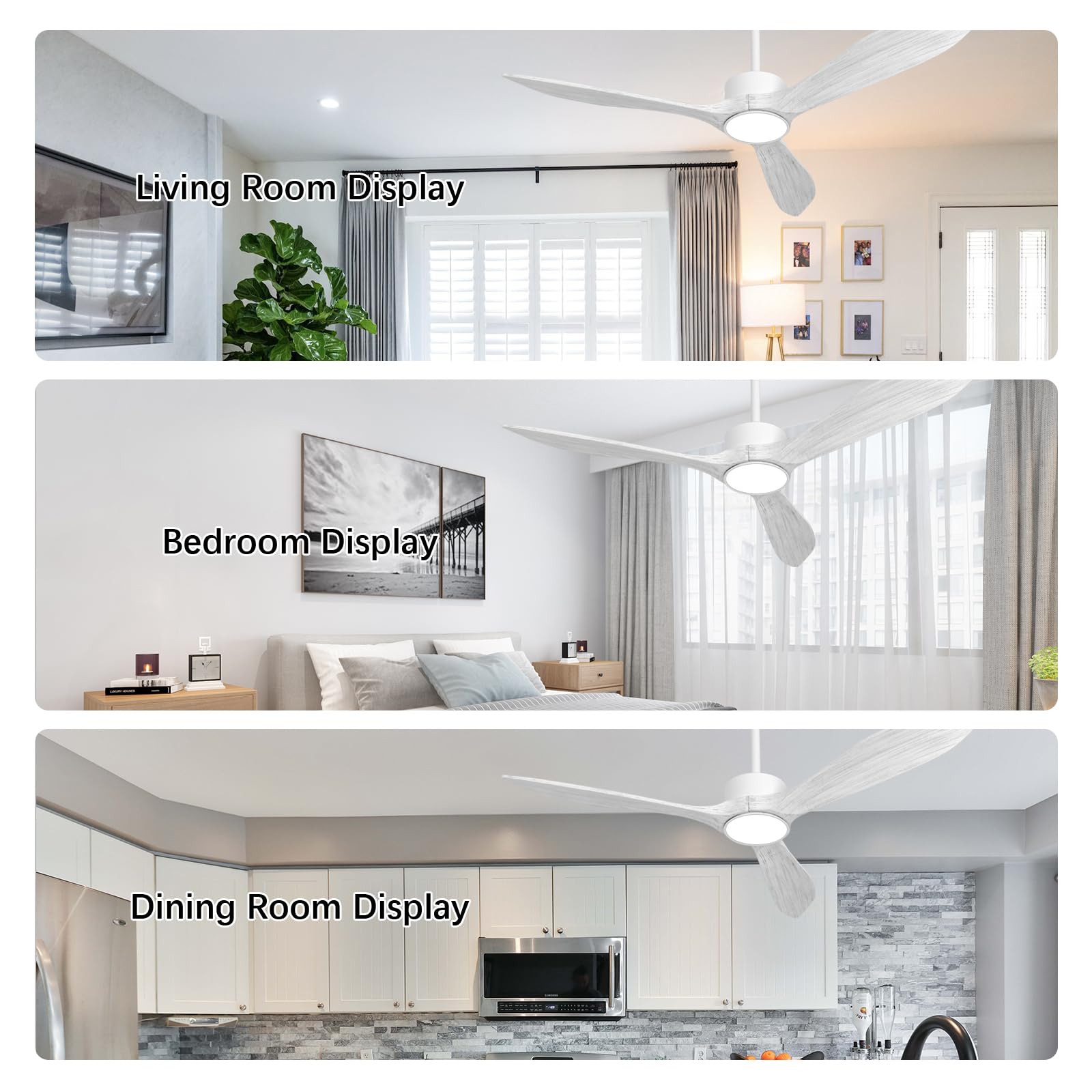 Ventilateurs de plafond en bois classiques de 52 pouces avec lumières et télécommande