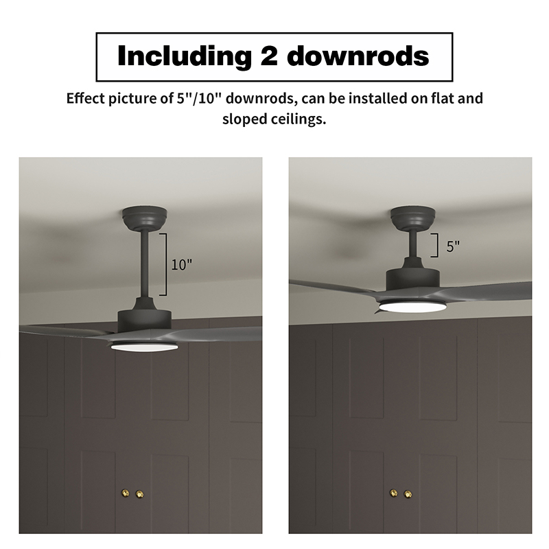 Ventilateurs de plafond noirs de 52 po avec télécommande et lumières