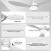 Ventilateurs de plafond blancs de 52 pouces avec lumières et télécommande