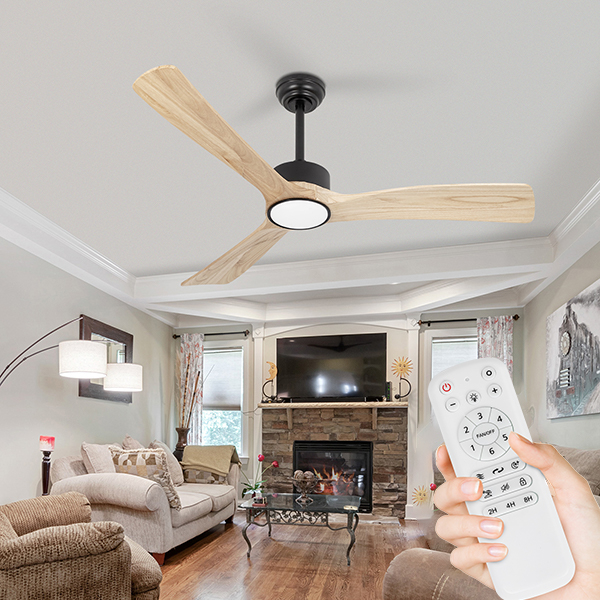 Ventilateurs de plafond en bois 52 pouces avec lumières et télécommande